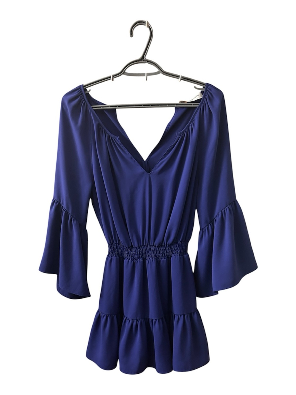 Amanda Uprichard Cobalt Blue Gathered Neck Blouse